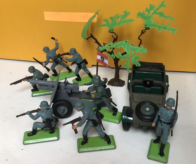 Miniature Britains Deetail Kubelwagen + Soldats Allemands WW2 - 1/32, Métal, Vintage