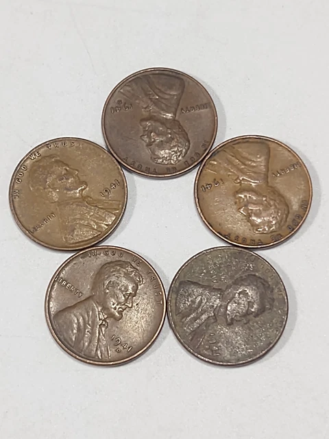 Lincoln Wheat 1 Cent Penny Vintage us Coin Currency Lot (1941-4)