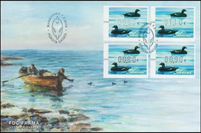 Ducks Hunting Art Frama Full Set ATM Aland Finland Mint FDC 2014