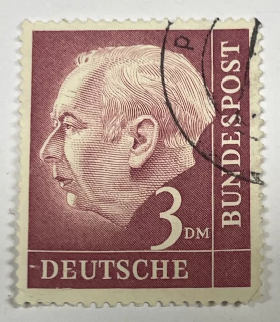 Stamp 1954 German Professor Dr Theodor Heuss 1st President Postmarked