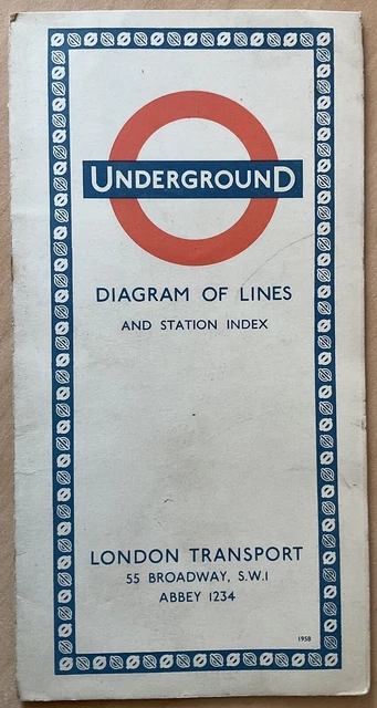 LONDON UNDERGROUND TUBE map plan diagram of lines. HARRY BECK 1958, 65 ...