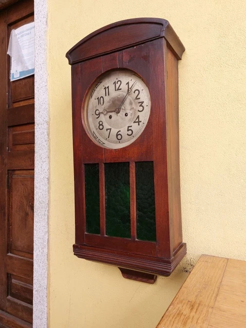 Antico Orologio A Pendolo Liberty Con Cassa In Legno Funzionante Da Muro