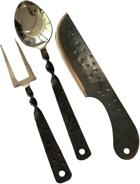 Ensemble Couverts Viking En Fer Forgé - Couteau, Fourchette, Cuillère - Style Médiéval