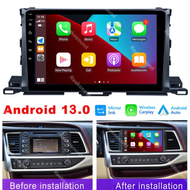 10" For Toyota Highlander 2013-2018 Android 13 Carplay Car GPS Stereo Radio WIFI
