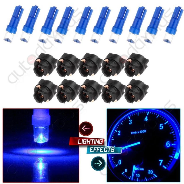 10X T5 Blue Twist Socket Instrument Panel Cluster Dash Led Lights Bulbs 17 73 74