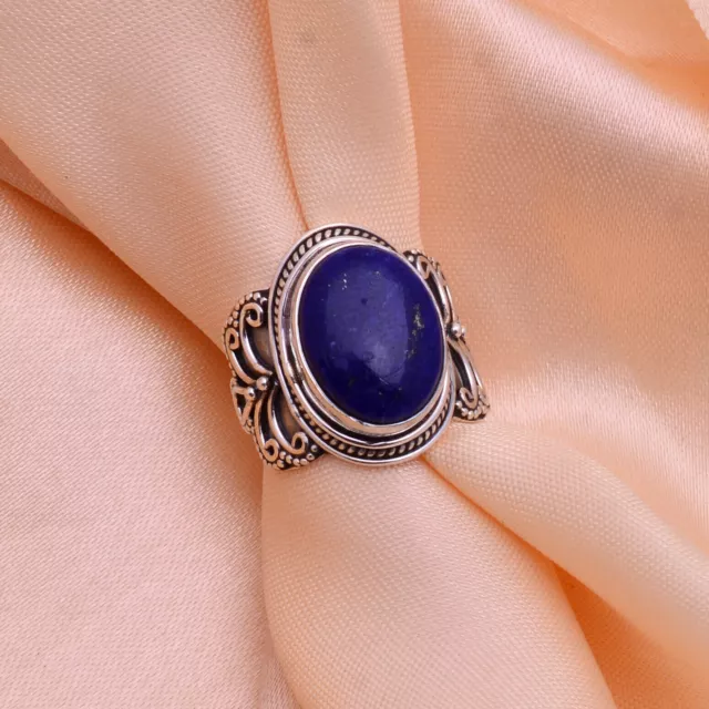 Natürlicher Lapislazuli-Ring in ovaler Form, Ring aus 925er Sterlingsilber...