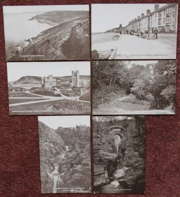 Set of 6x Early 1900's Aberystwyth Postcard Terrace Castle Clarach Bridge Wales