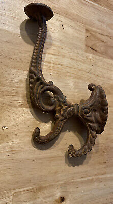 Victorian Cast Iron Coat Hook Decor Patina Rustic Home Office Decorate METAL WOW 2