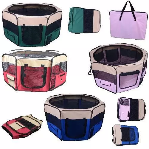 Fabric Pet Playpen Play Pen Soft Run Dog Puppy Cat Rabbit Guinea Folding Cage