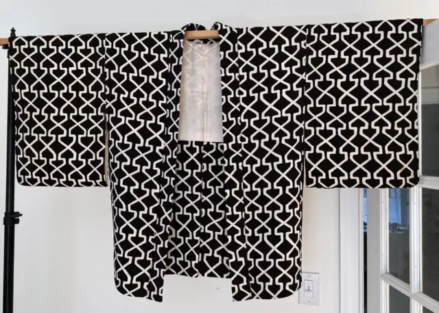 Vintage Antique Japanese Kimono Haori Jacket Robe Geometric MidCentury Patterns
