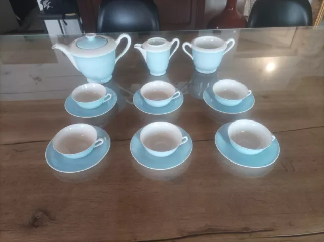 service à thé  Café porcelaine limoges Bleu Et Blanc Non Gien