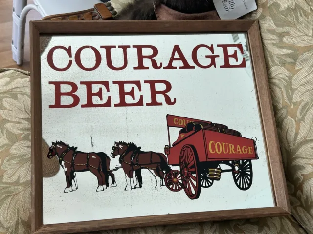 Vintage John Courage Mirrored Framed Beer Sign Tavern Bar Man Cave