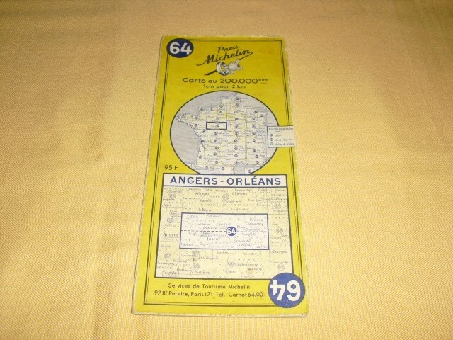 Carte Routière Michelin N°64 - Angers Orléans - 1979 - Édition 16 - Bon état