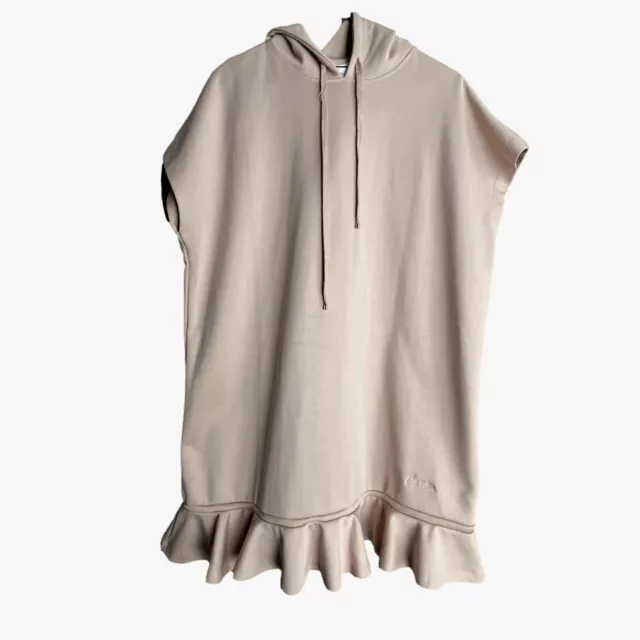 CARVEN Technical Jersey Ruffled Hooded Tunic Sweatshirt Dress Size M Blush Pink 2