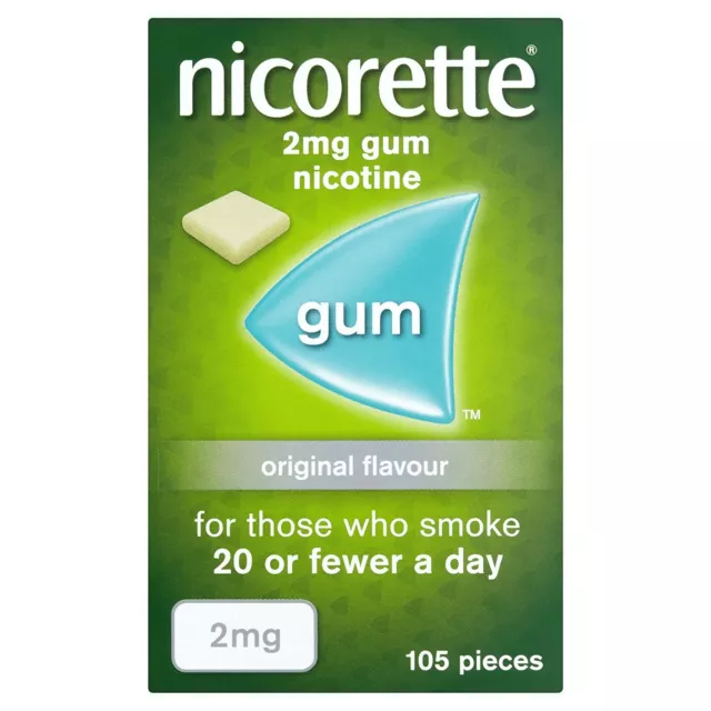 Nicorette Low Strength Nicotne Gum 2Mg Original Flavour 105 pieces