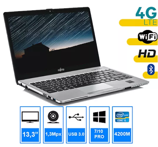 Fujitsu LifeBook e734 i5-4200U 8GB 180 GB SSD HD KAM WWAN 4G LTE