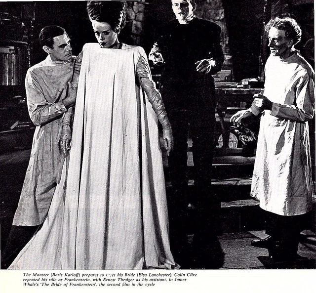 (F&F53) MAGAZINE PIN Up Picture/Poster 8X8" Boris Karloff & Elsa