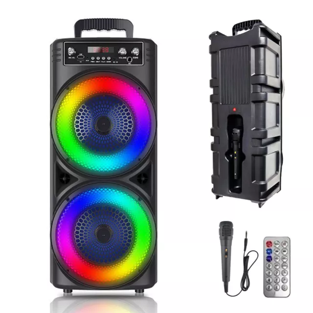 5000W Portable Bluetooth Speaker Sub Woofer Heavy Bass Sound System Party & Mic