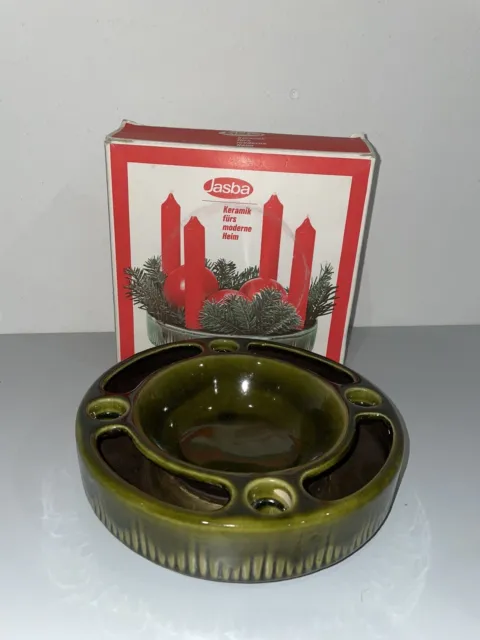 Jasba - Keramik - Kerzenständer - Grün - Vintage - Weihnachten - Deko