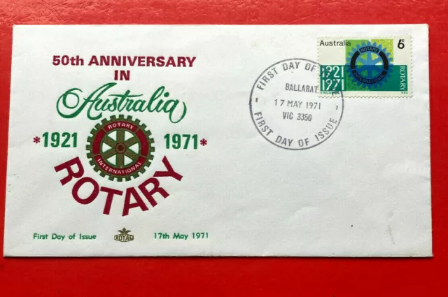 Australia 1971 Royal 50th Anniversary of Rotary in Australia FDC - Red & Green