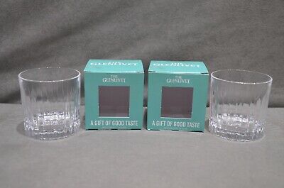 2x The Glenlivet Whisky Ribbed Drink Glass Tumbler In Gift Box New 30cl 300ml