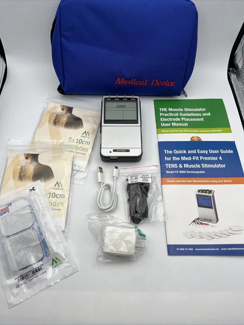 EV-906A TENS / EMS Unit Muscle Stimulator w/ Nodes, Charging Cable and Manual