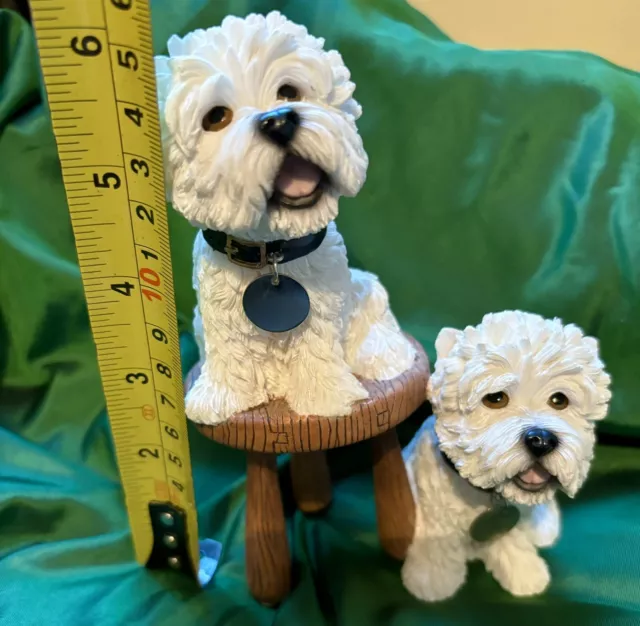 Vintage 2 West Highland Terriers, Seated & on Stool By Leonardo Collection 2