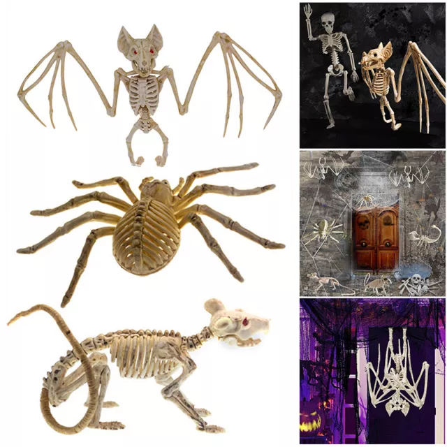 Halloween Animal Rat Spider Bat Bones Skeleton Ornament Horror Prop Party Decor