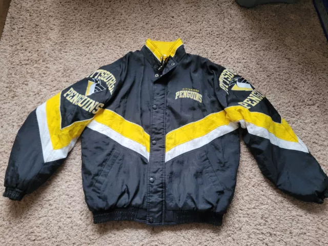 VINTAGE NHL HOCKEY PITTSBURGH PENGUINS STARTER JACKET SIZE L - Read Description