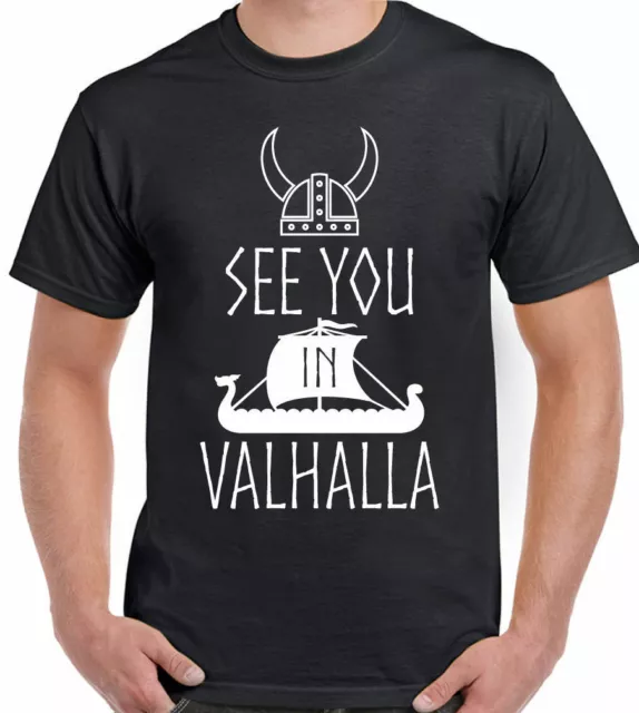 T-SHIRT VIKINGS UOMO See You In Valhalla Funny Vikings Programma TV ...