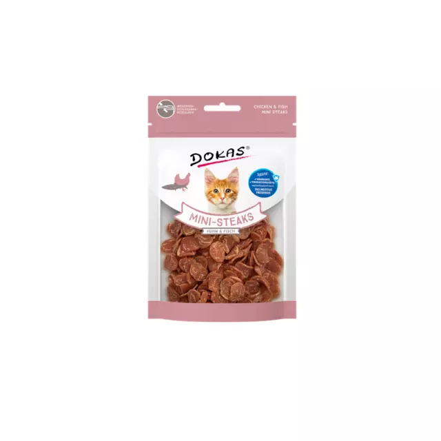 Mini filetes Dokas Cat pollo y pescado 10 x 25g (87,60€/kg)