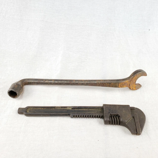 Antique Vintage FORD Script Wrenches Tools Monkey Wrench Lot of 2