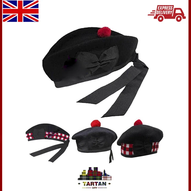 Accessoire écossais Laine Chapeau Glengarry Écossais - Style Cornemuseur Army En Laine Synthétique | Unisexe Chapeau Cornemuseur Kilts
