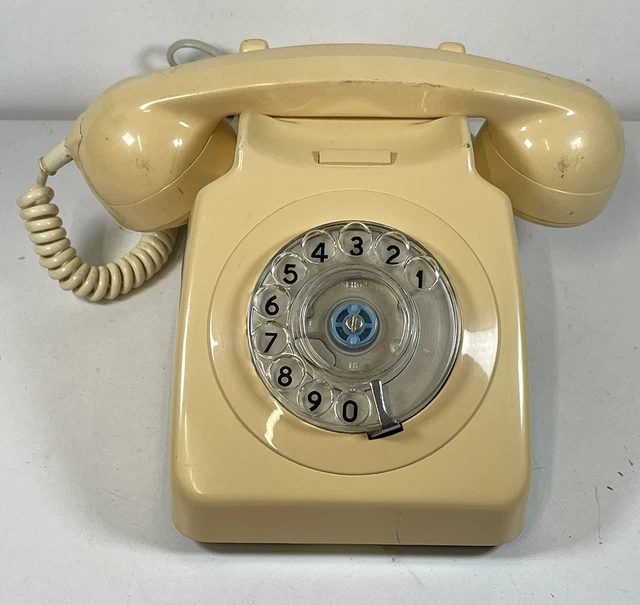 VINTAGE ROTARY DIAL Bell Telephone Landline BT Tele 8746G Cream Yellow