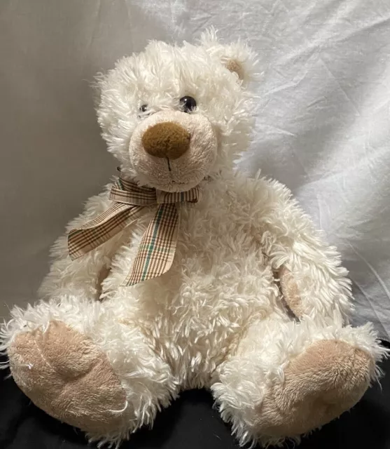 Ty Classic Belvedere Bear Plush Cream Colored and Tan Ribbon light tan mouth 11"