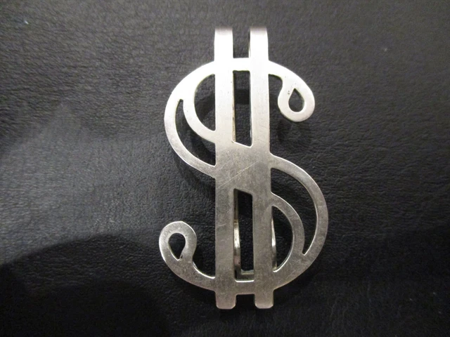 Silver Money Clip, Dollar Sign Symbol. Sterling Birks. USA FREE SHIPPING