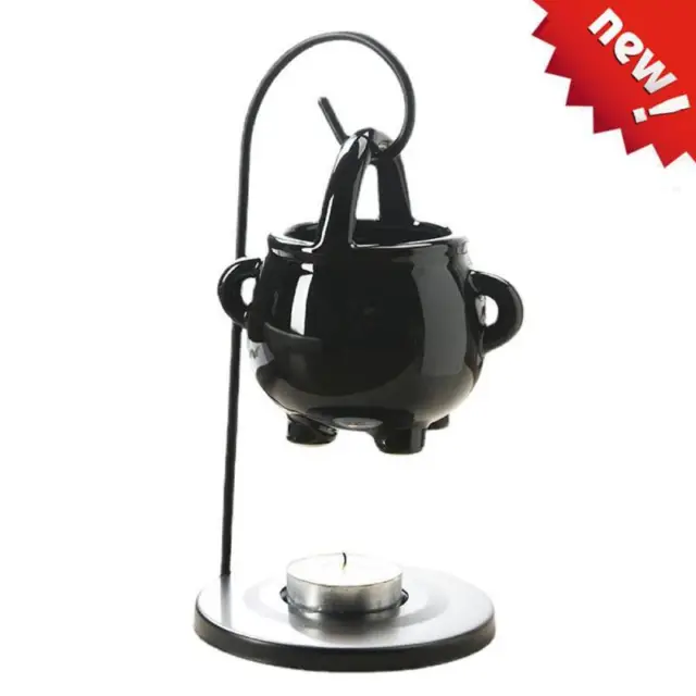 Black Hanging Cauldron Oil Burner Wax Melt Tea Light Holder-Pagan Witch Gothic--