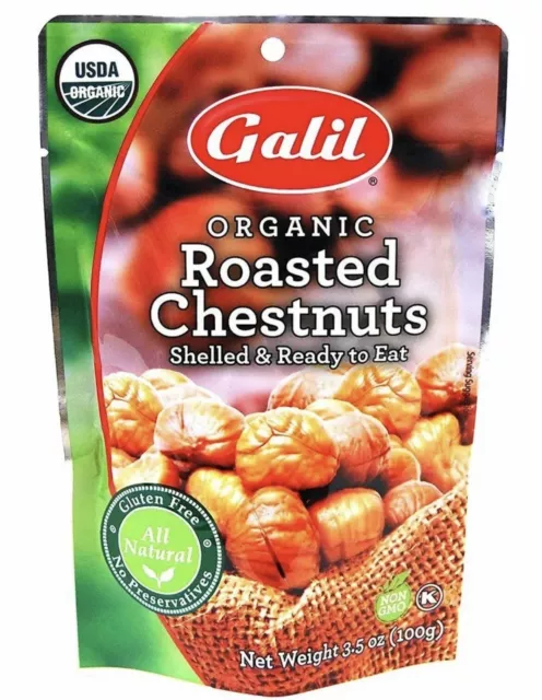 Organic Galil Roasted Chestnuts Shelled and Ready to Eat 3.5oz-Peeled Chestnut