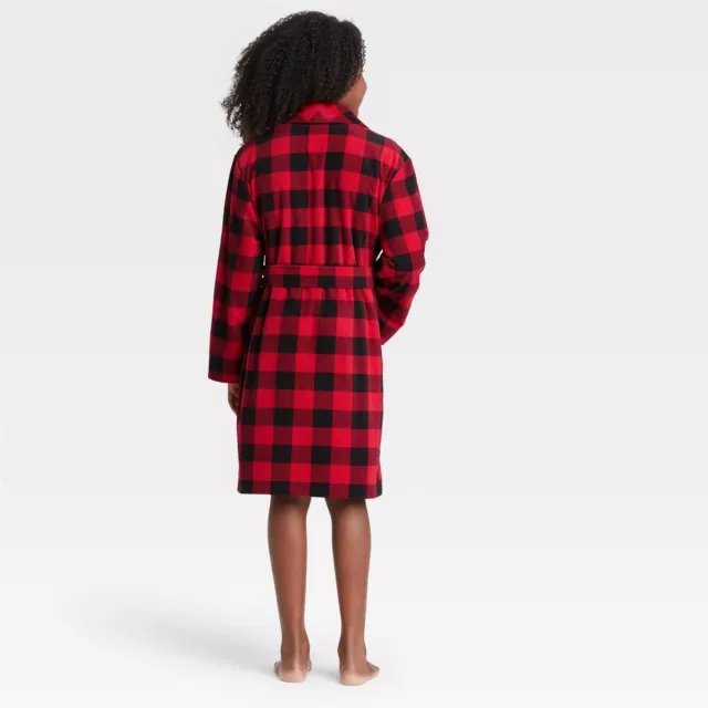 Kids' Holiday Buffalo Check Fleece Matching Family Pajama Robe - Wondershop