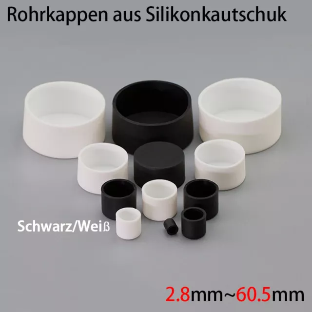 Schwarz Silikon Gummi Kappe Rund Rohrkappen Endkappen Lochkappen 2.8mm~60.5mm