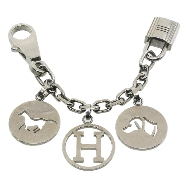 HERMES Bullock Amulet 4 Cadena Horse H Dog Chain Charm Key Ring Key Holder[Used]