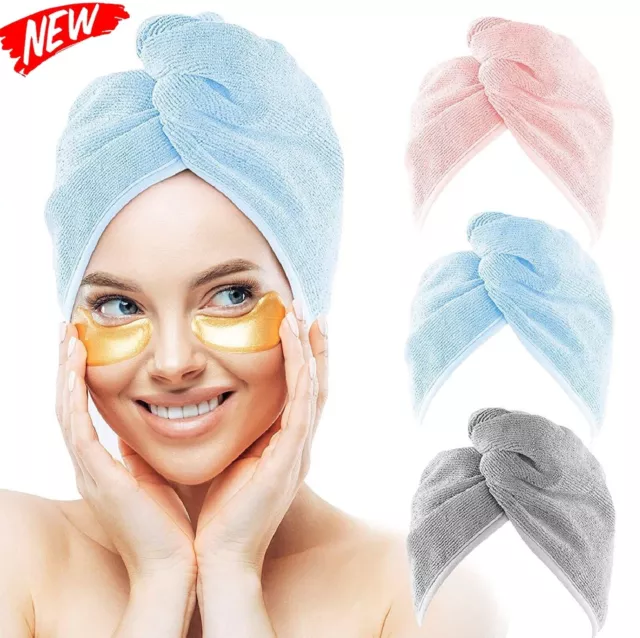 Fast Dry Microfibre Hair Towel Drying Turban Bath Head Wrap Hat Spa Soft Cap AU