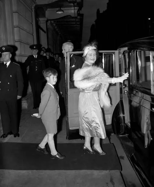 Prince Charles follows grandmother Queen Mother their car afte- 1956 Old Photo