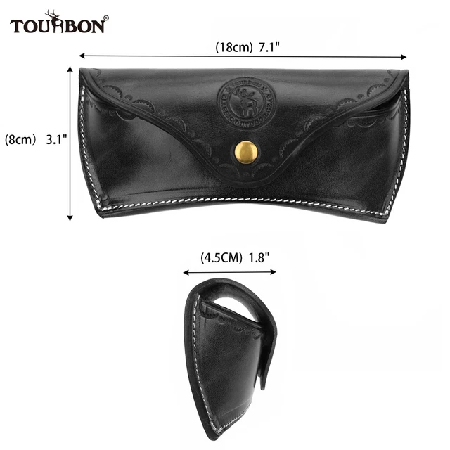 TOURBON REAL LEATHER Eye Glasses Holder Slim Case Eyeglasses Protect