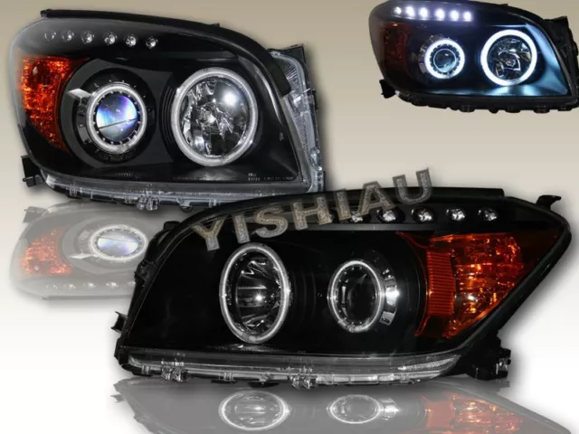2006-2008 Toyota Rav4 Led Halo Projector Headlights Black