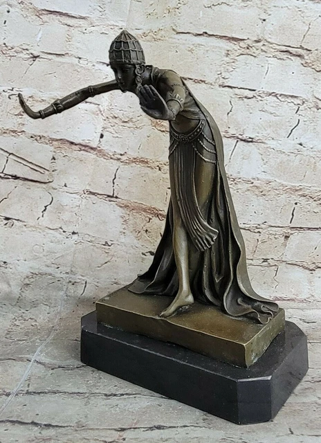 SCULPTURE EN BRONZE De Danseuse Nue Signée Chiparus Statue Art Figurine