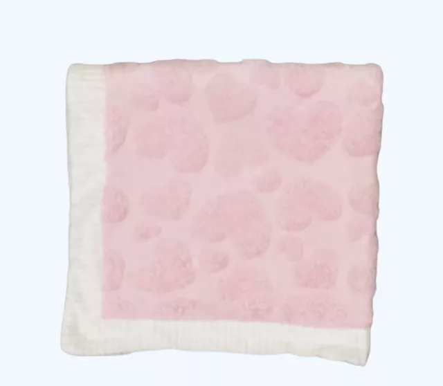 Kyle & Deena Pink Puffy Hearts Baby Blanket Plush Sherpa Lovey 30"x30"