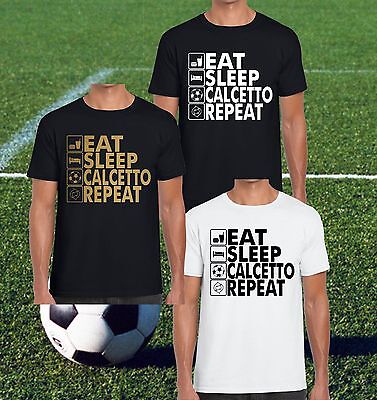 T-shirt uomo Eat Sleep Calcetto Idea regalo Maglietta ragazzo da Calcio sportiva