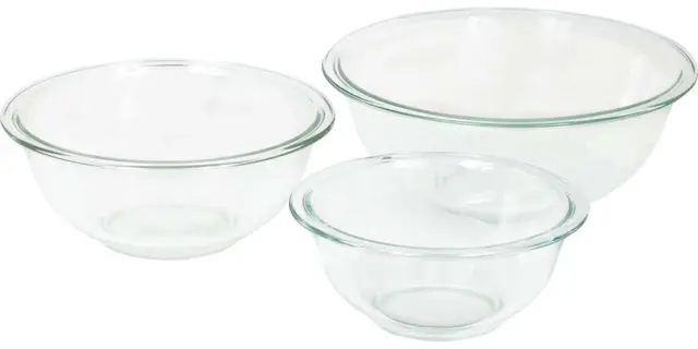 Pyrex Smart Essentials Glass Mixing Bowls, (3-Piece Set) 946mL, 1.4L and 2.3L AU