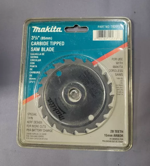 Hoja de sierra inalámbrica Makita 3 3⁄8 punta de carburo 20T #792611-2 NUEVA